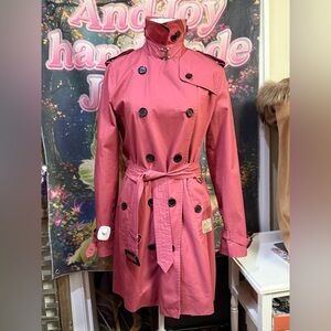 Burberry Pink Double-Breasted Trench Coat with Belt